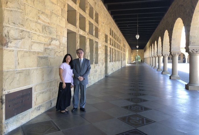 Sabrina Ishimatsu and Tsuyoshi Kudo in the Quad, Stanford University Sabrina Ishimatsu and Tsuyoshi Kudo in the Quad, Stanford University