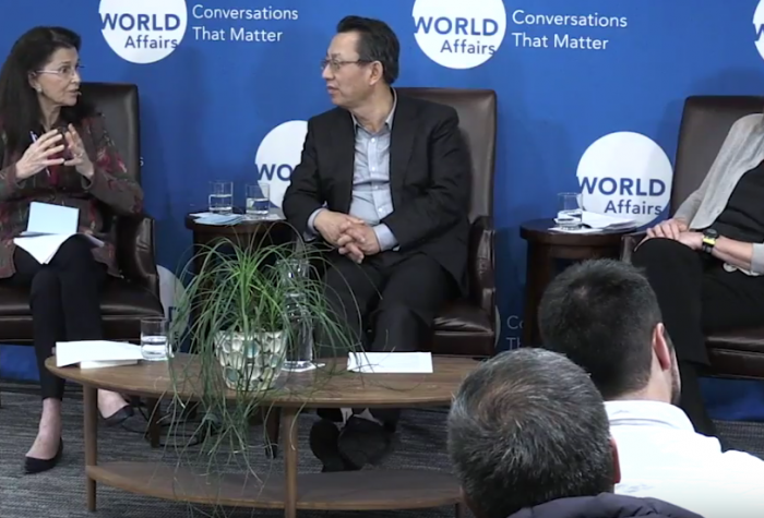 Wrold Affairs CEO Jane Wales, APARC Director Gi-Wook Shin, and Kathleen Stephens