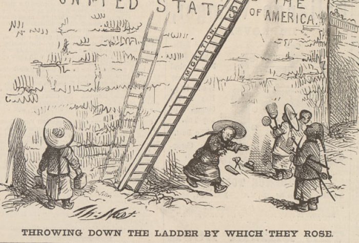 Political cartoon of Chinese exclusion Political cartoon of Chinese exclusion