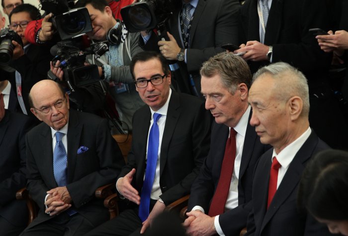 U.S. and Chinese officials meeting in the White House as part of ongoing trade negotiations.