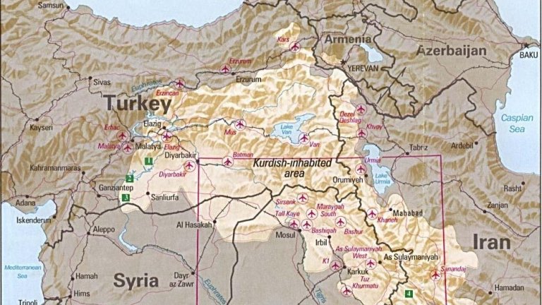 kurdish inhabited area by cia 1992