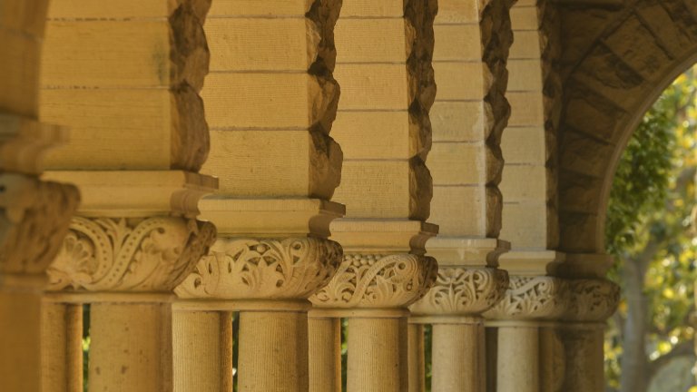 Colonade at the entrance to Encina Hall, Stanford University. Photo credit: Rod Searcey. Colonade at the entrance to Encina Hall, Stanford University.